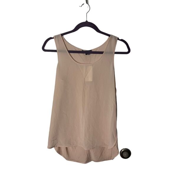 Vince Scoop Neck Mixed Media Tank Top Women’s XS Beige Silk Viscose NWT - Picture 2 of 4